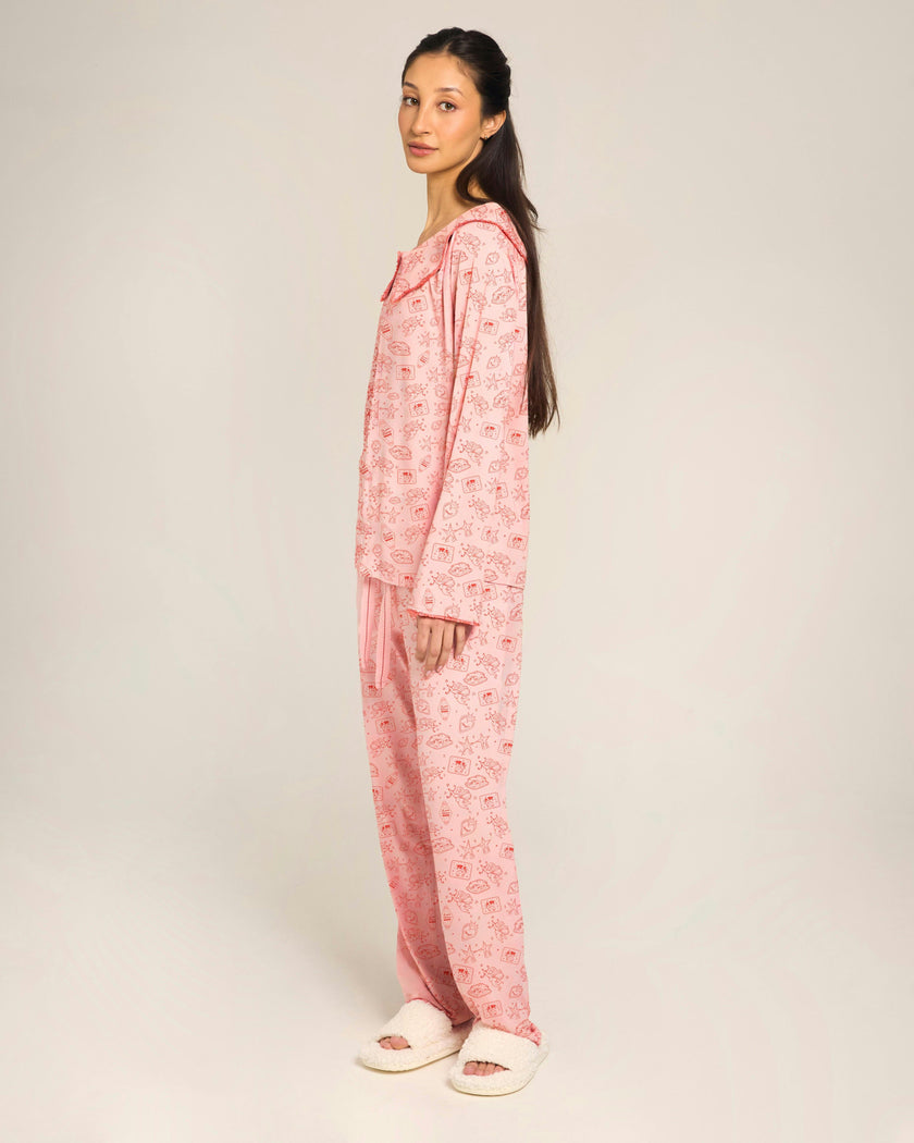 Blush Ruffle Pajama Top