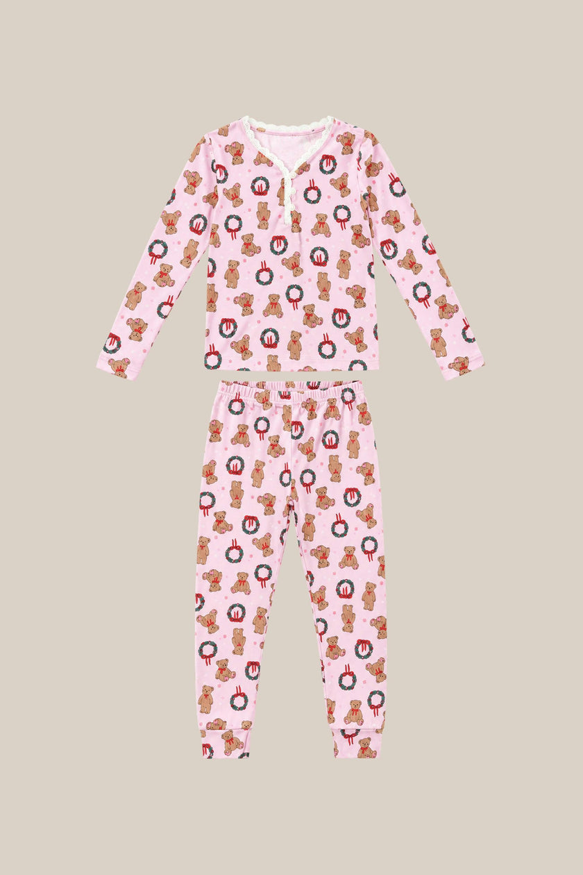 Mini So Soft Henley Pajama Set in Teddy Bear Wreaths
