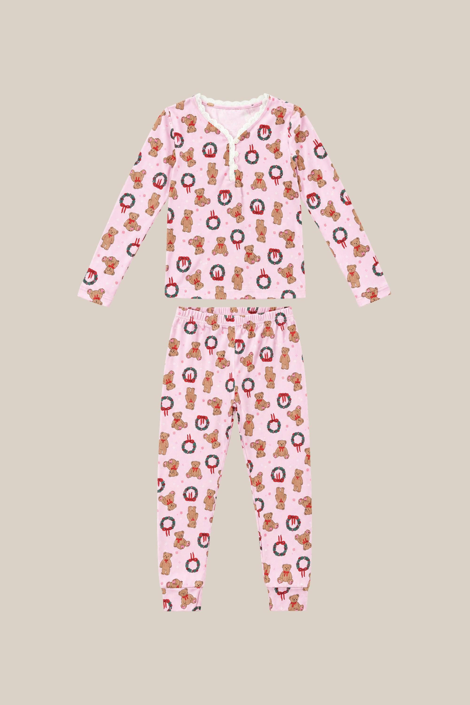 Mini So Soft Henley Pajama Set in Teddy Bear Wreaths