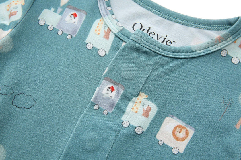 Bamboo Magnetic Footie Pajama - Le Petit Express Green