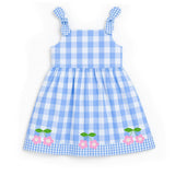 Gingham Dress With Flower Cherries