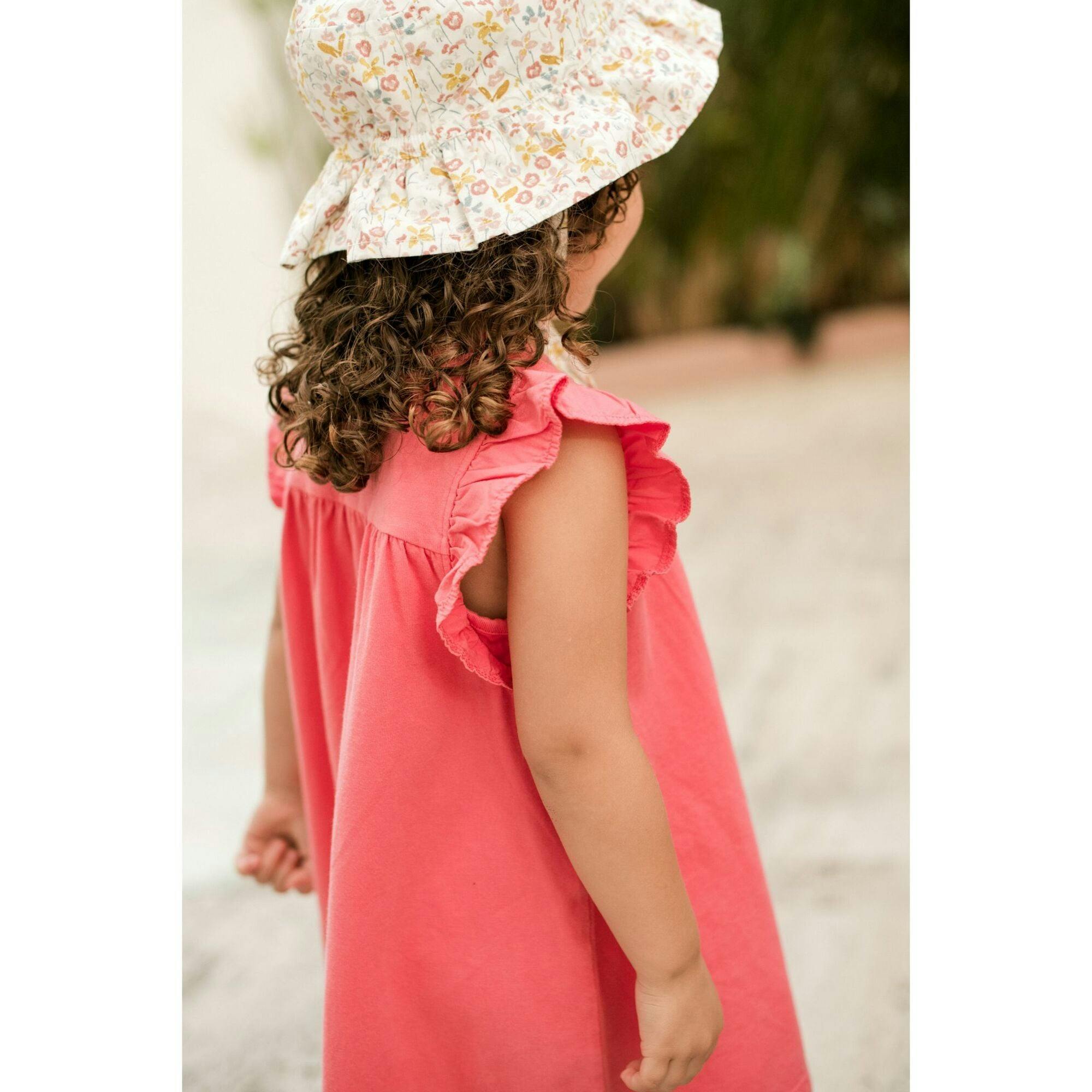 Garment Dye Ruffle Dress, Red