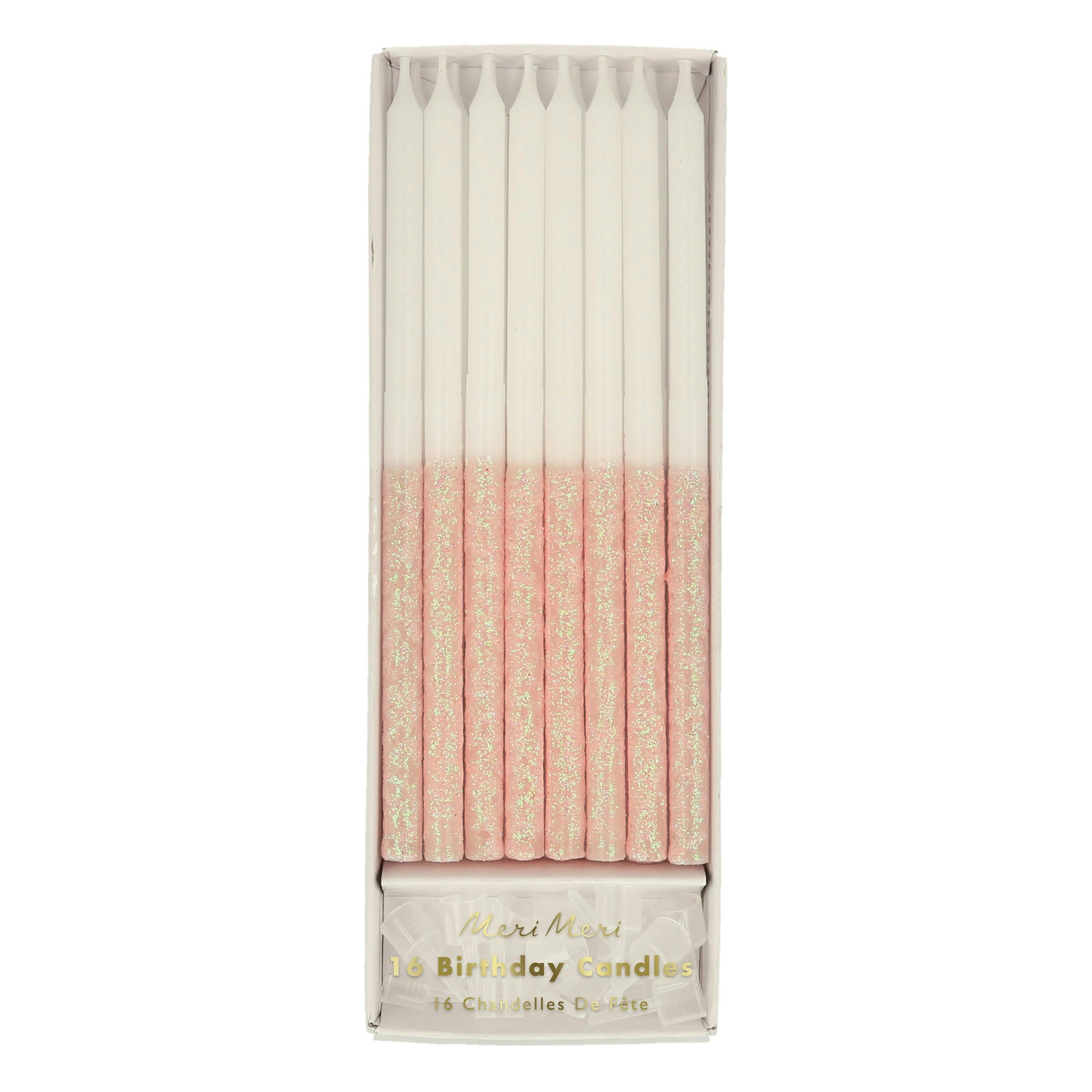 Pale Pink Glitter Dipped Candles