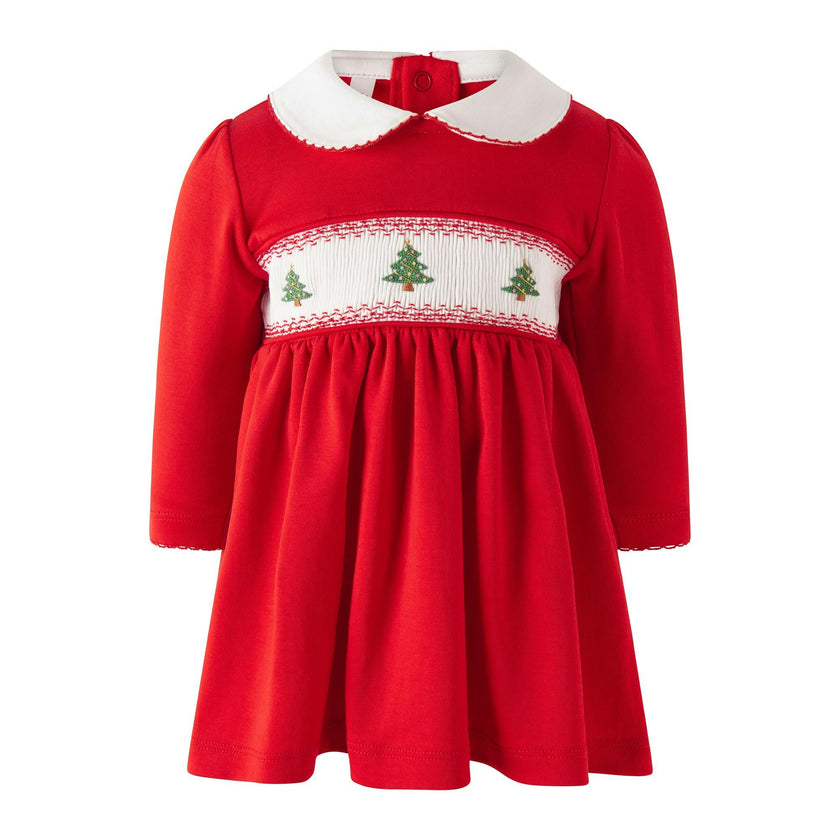 Pima Christmas Tree Smocked Dress