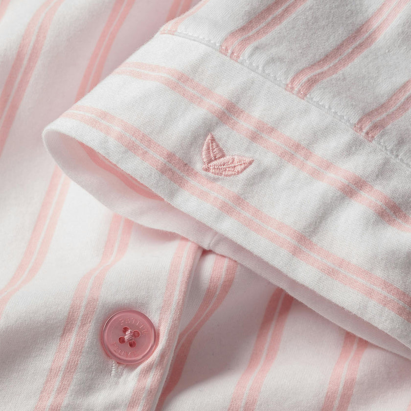 The Olivia Wide Leg Pima Pajama Set in Pink Stripe