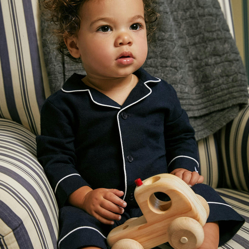 Baby's Flannel Classic Romper in Navy