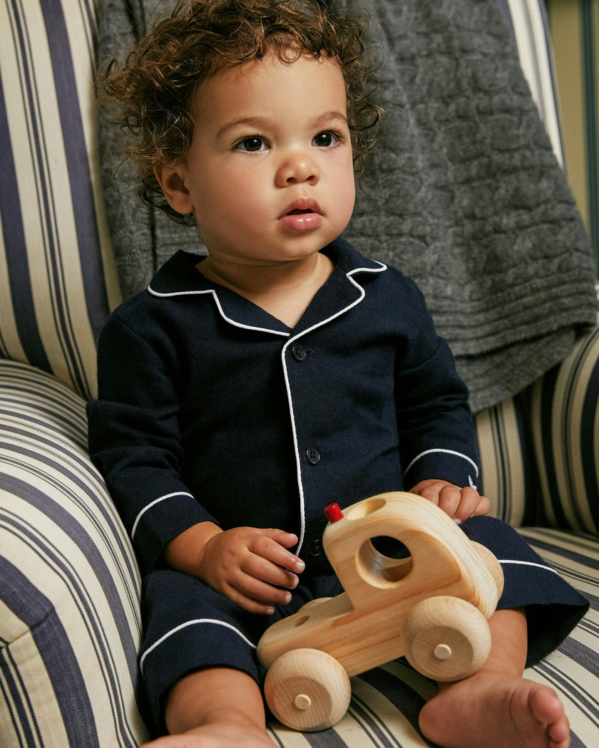 Baby's Flannel Classic Romper in Navy
