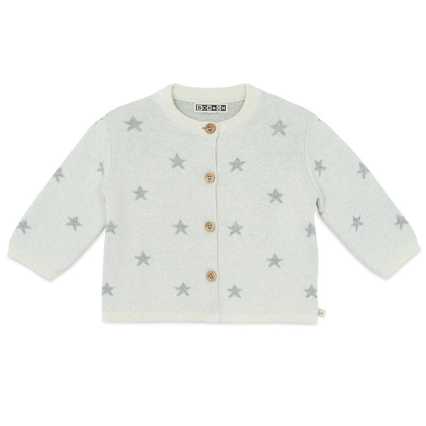 BONTON Stars Cardigan & Knit Pants Baby Set - Grey