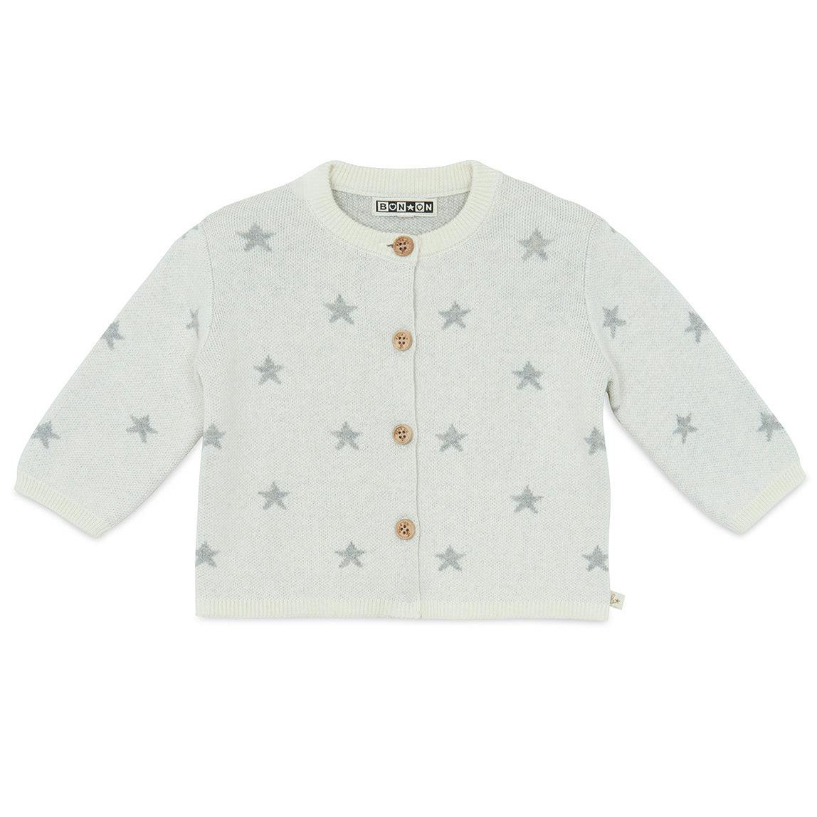 BONTON Stars Cardigan & Knit Pants Baby Set - Grey