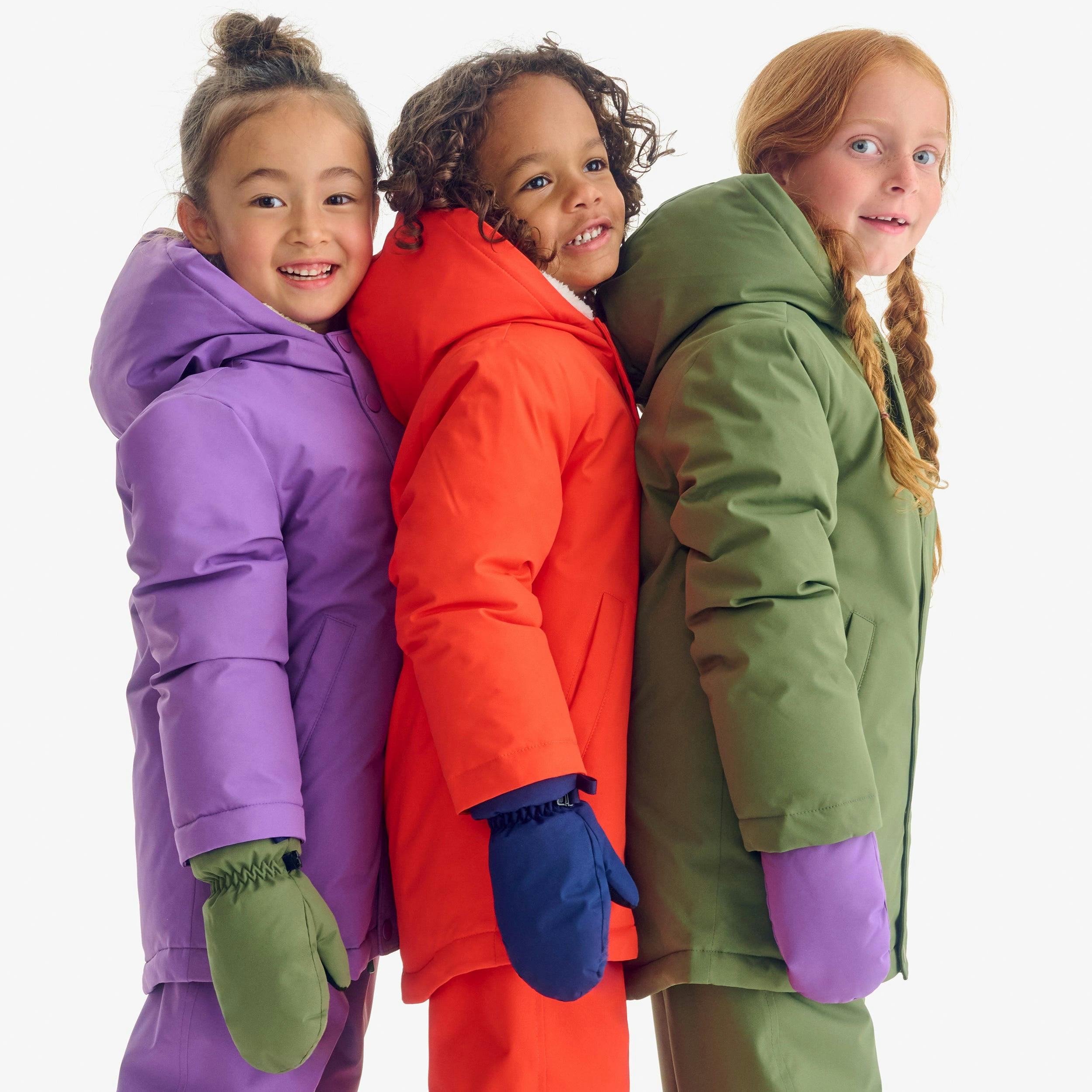 Kids weatherproof puffer mittens