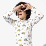 Love Trucks White Bamboo Kids Pajamas