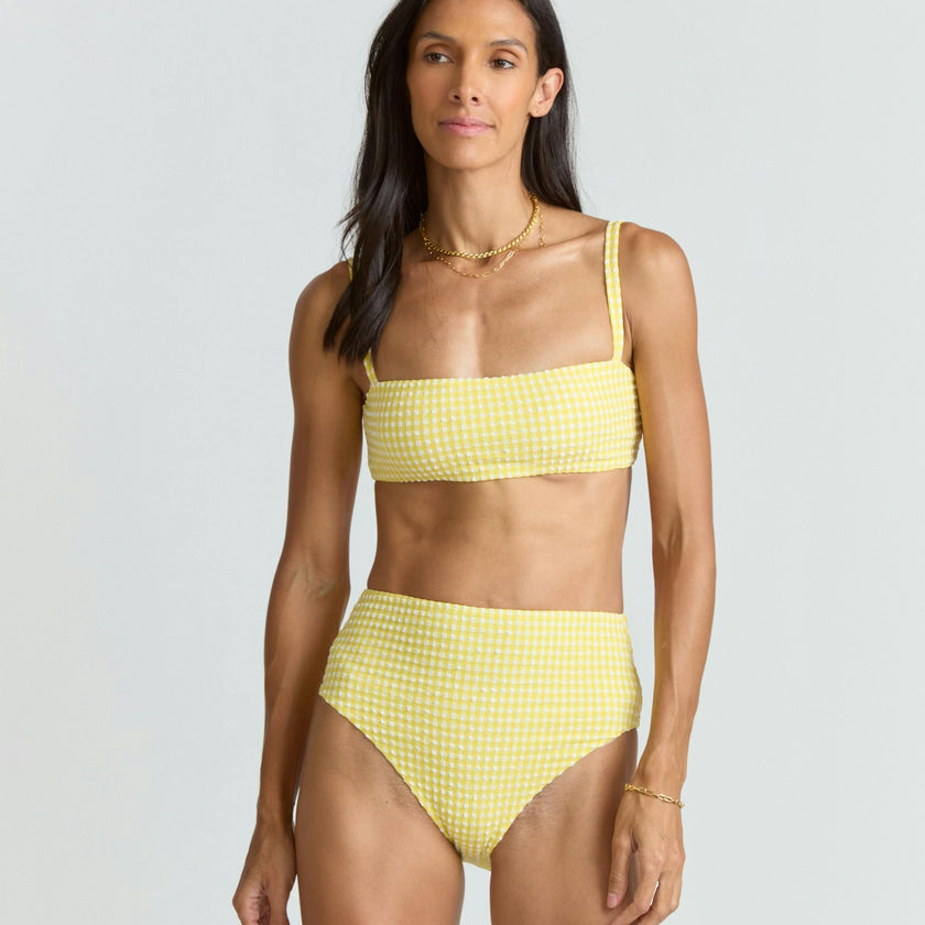 women's soleil gingham high waist bikini bottom