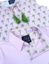Pink with Palms Trim Polo