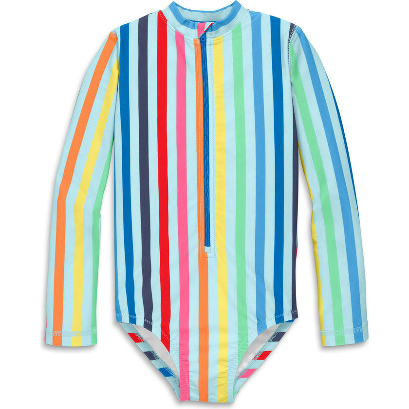 Clearance baby one-piece rash guard in rainbow sky stripe