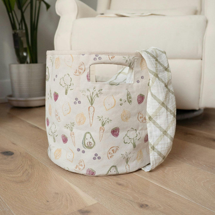 Clementine Fruits & Veggies Canvas Storage Bin