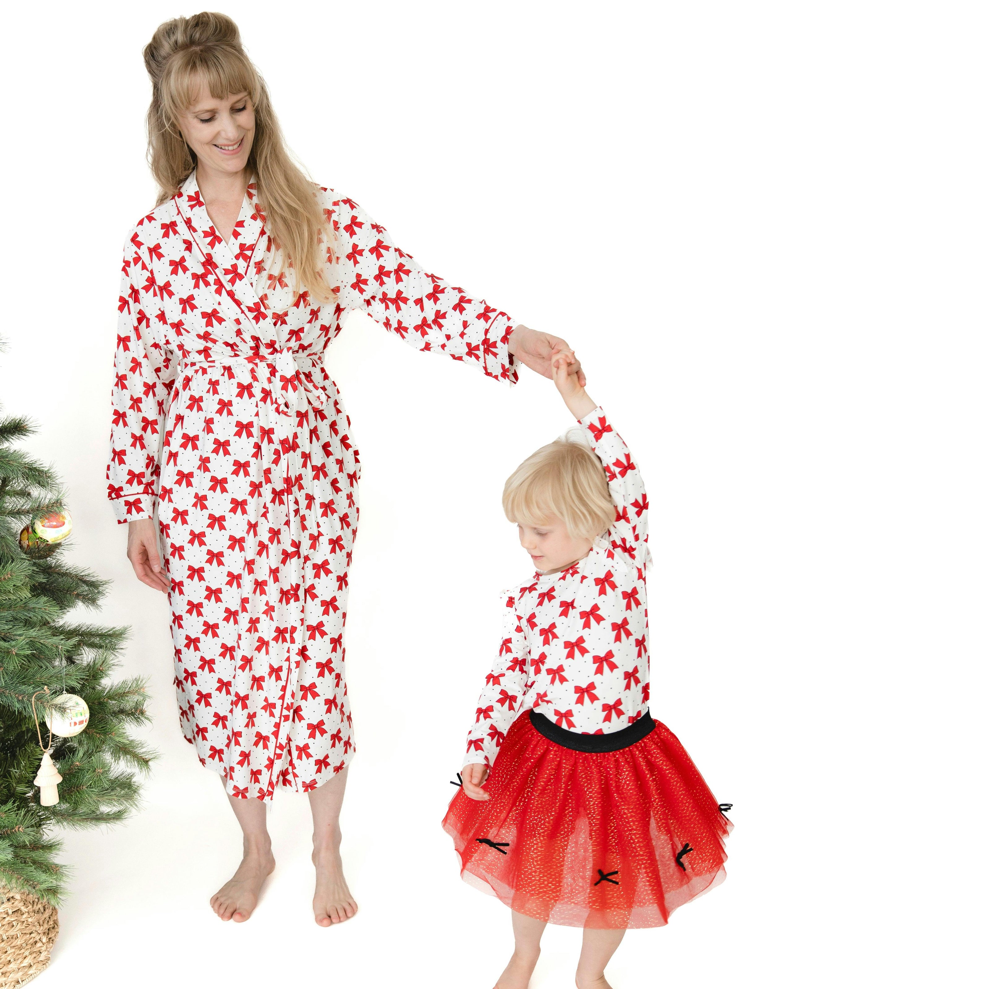 Festive Bows - Bamboo - Adult Long Robe