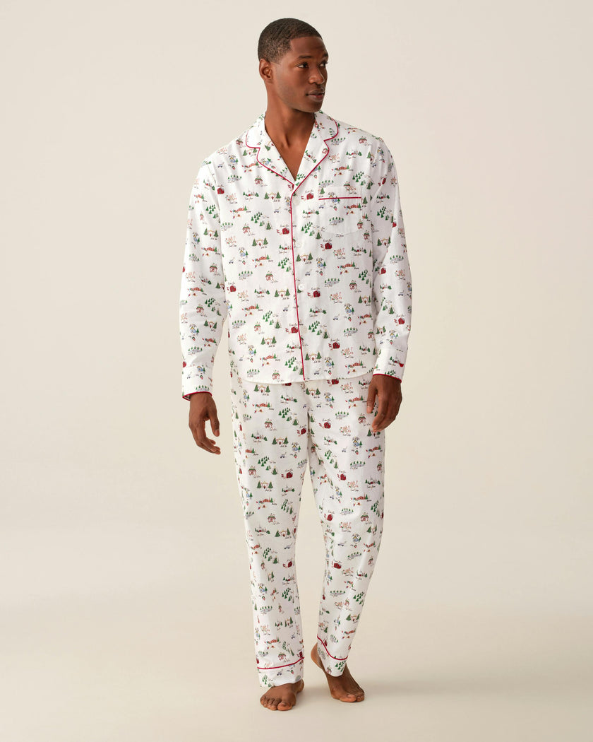 Men's Twill Pajama Set in North Pole Chronicles
