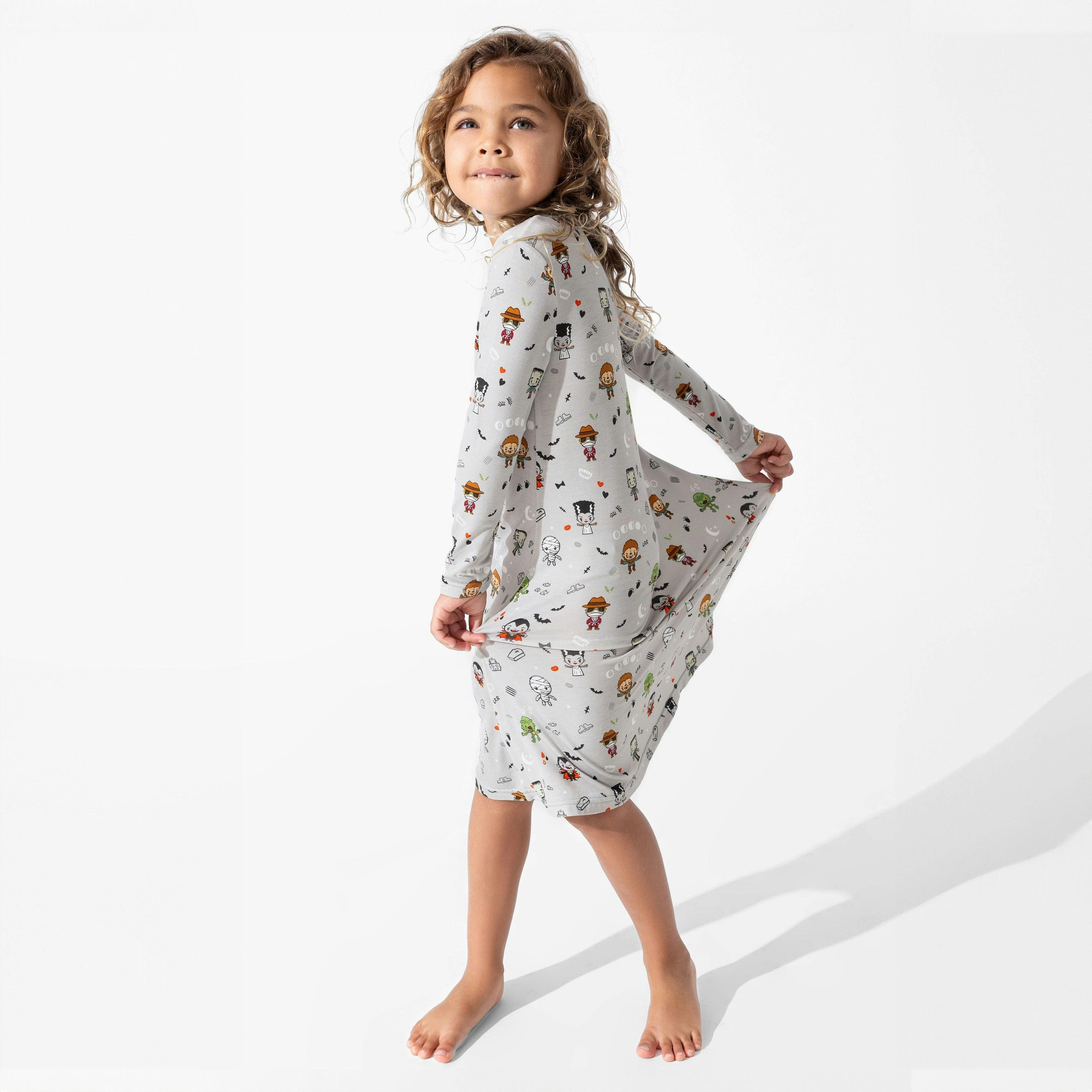 Little Monsters Bamboo Girls' Short Sleeve Dress