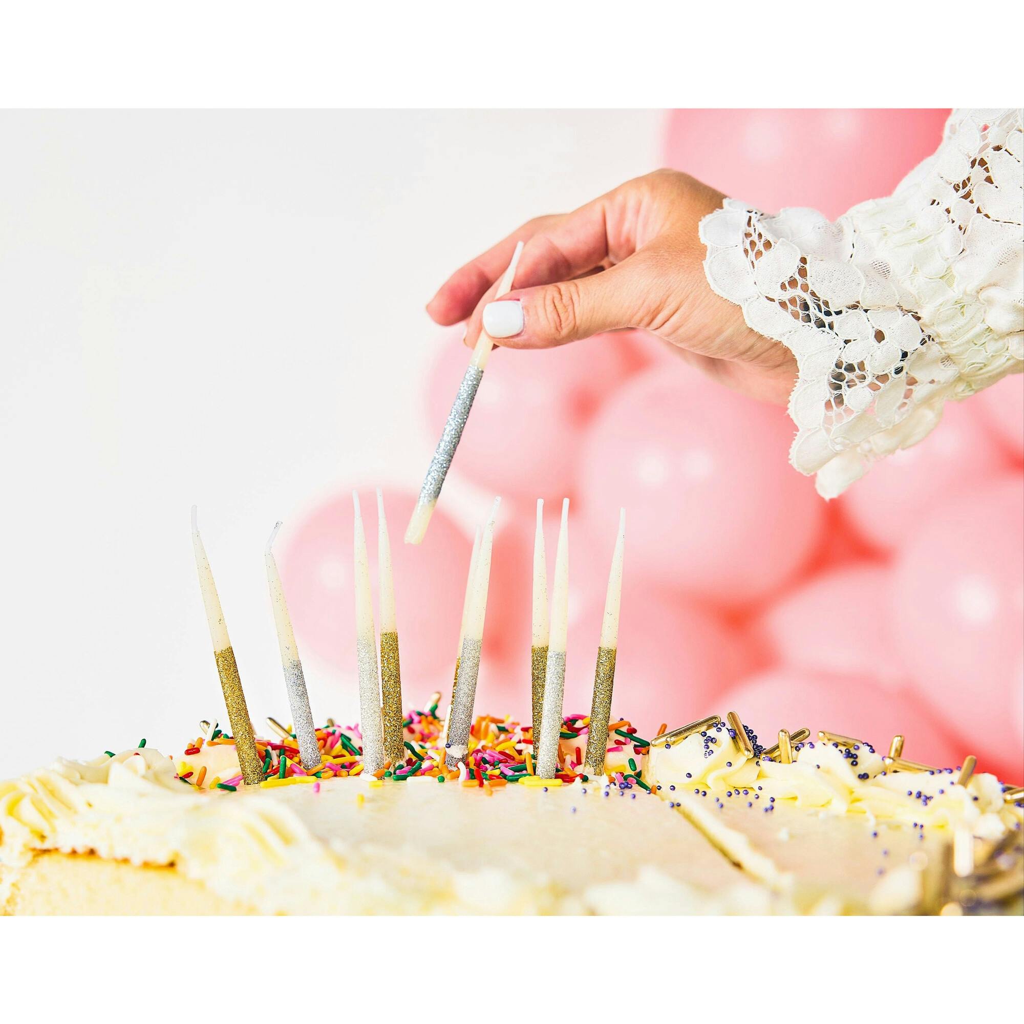 Metallic Glitter Birthday Candles (set of 10)
