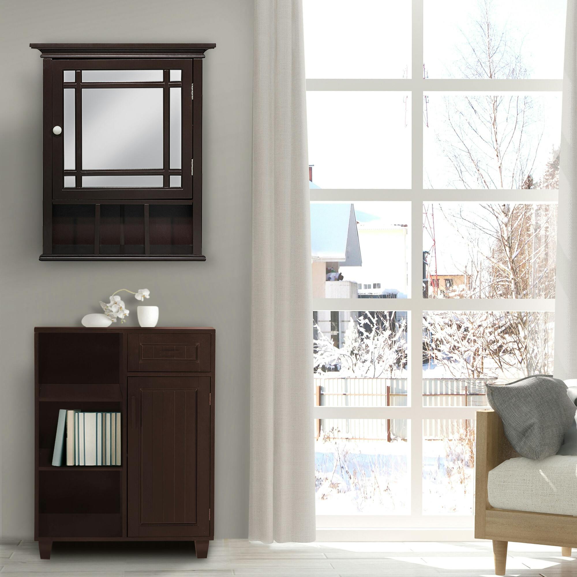 Neal Wooden Medicine Cabinet with Mirrored Door