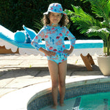 Coral Reef Print Long Sleeve Two-Piece Rashguard Set