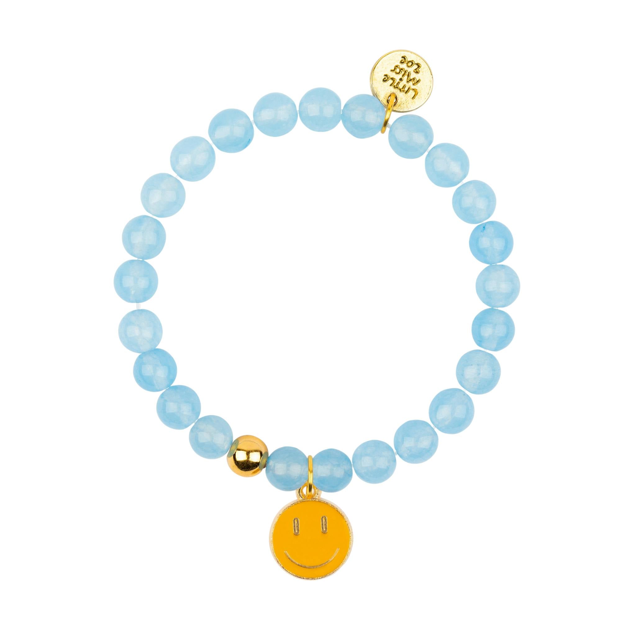 Gemstone Bracelet With Smiley Enamel Charm