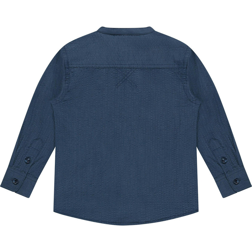 Textured Classic Mock Neck Button Up