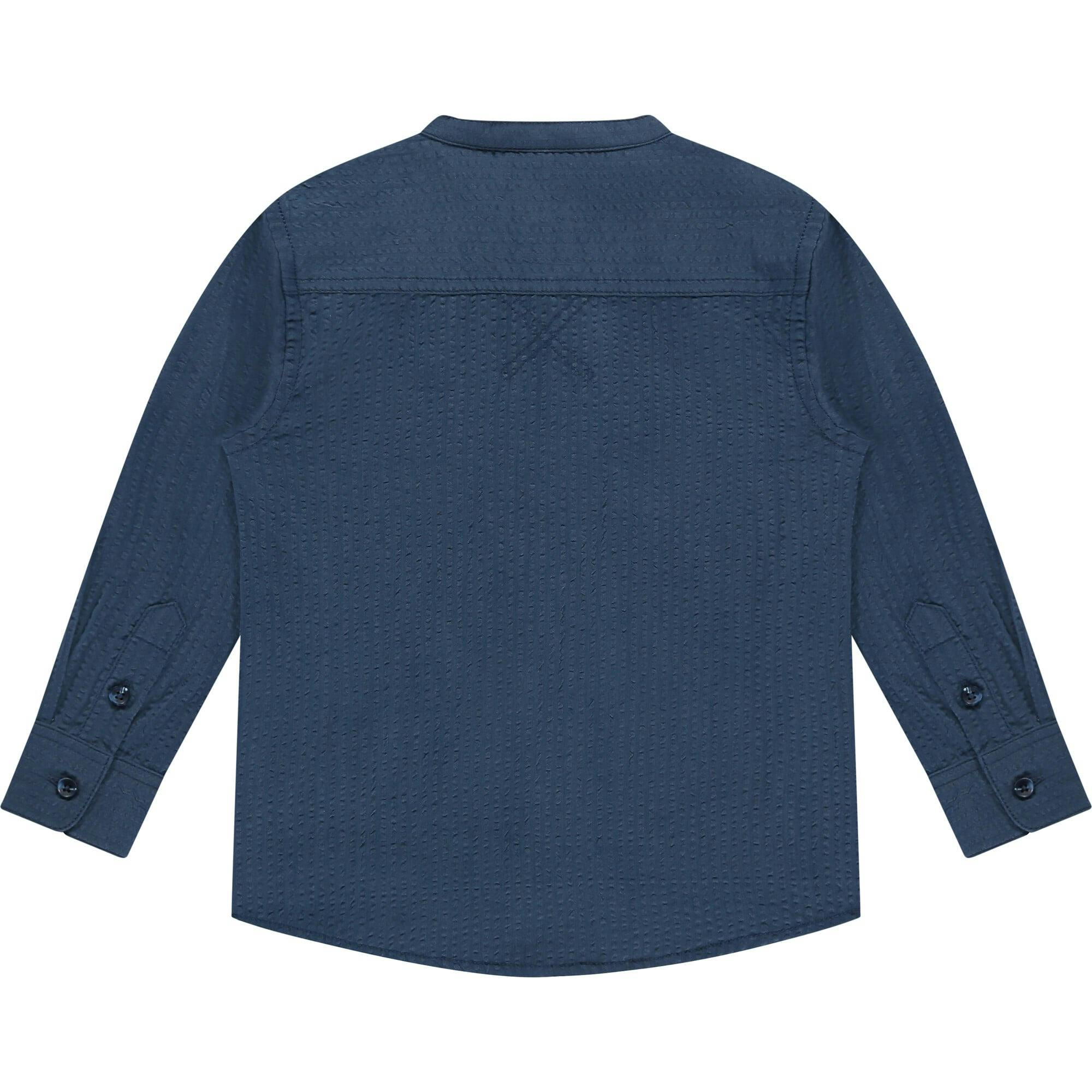Textured Classic Mock Neck Button Up