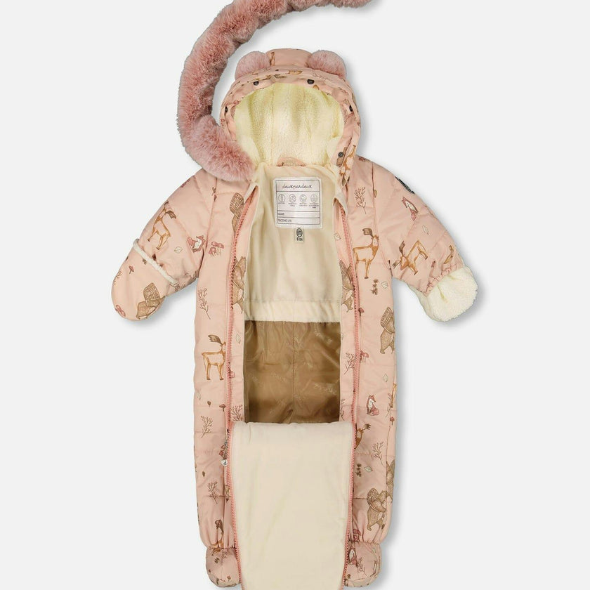 One-Piece Baby Layette Snowsuit Designed for Car Seat