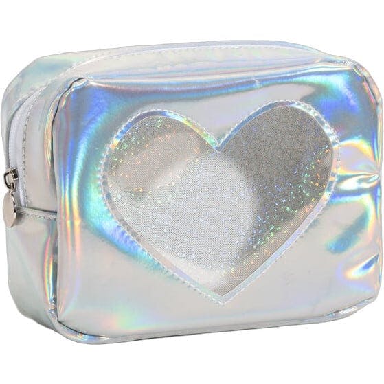 Holographic Glitter Heart Cosmetic Bag
