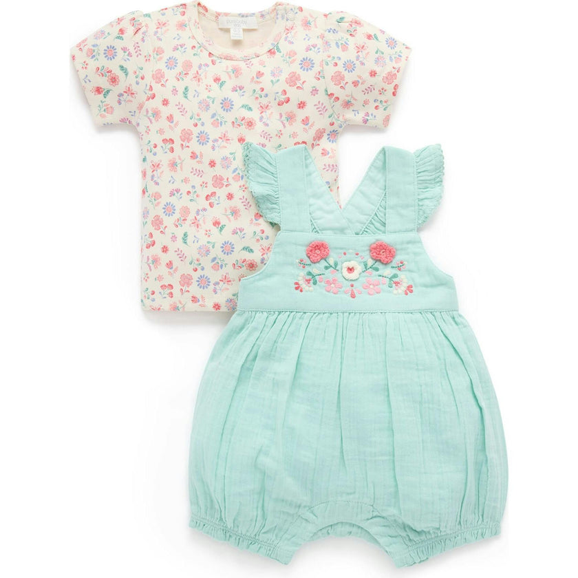 Embroidered Overall Set Aloe