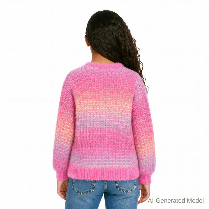 Tween Girls OmbrÃ© Eyelash Sweater | Pink Multi