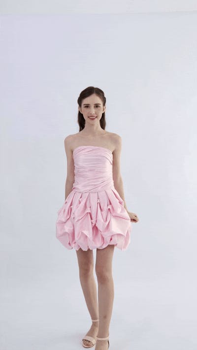 Light Pink Alerche Strapless Satin Dress