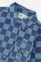 Chambray Shirt Blue Checkered Print