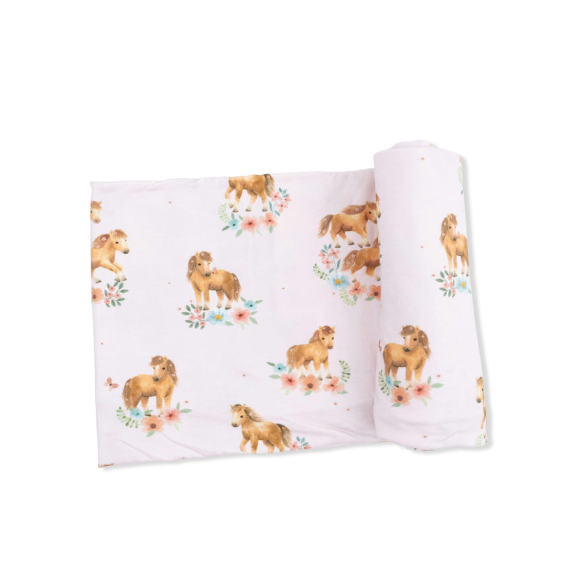 Pink Ponies - Swaddle Blanket
