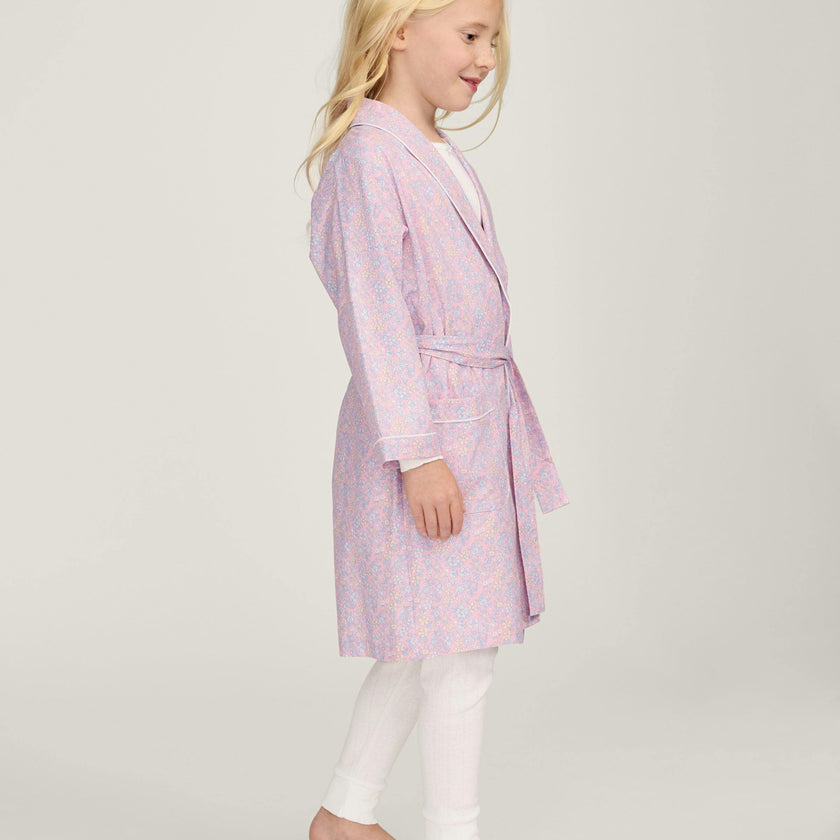 Kid's Twill Robe in Fleur Blush