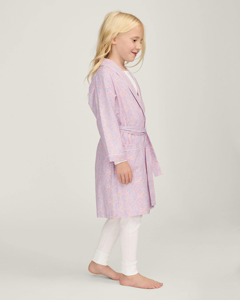Kid's Twill Robe in Fleur Blush