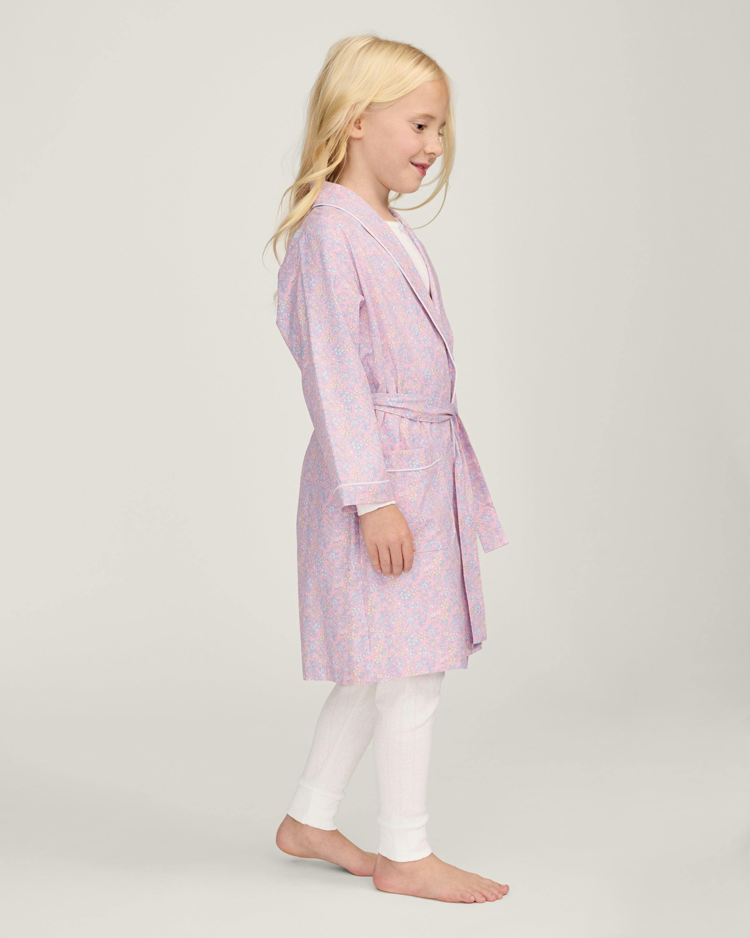 Kid's Twill Robe in Fleur Blush