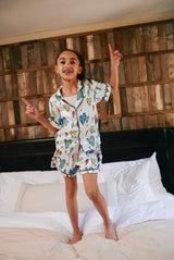 Rainbow Cheetah Heart Silk Shirt & Short Set