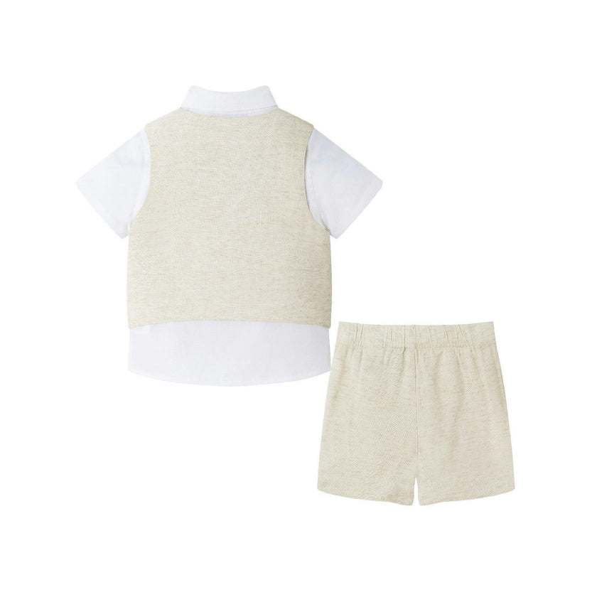 Infant Short Sleeve Buttondown Bowtie Vest Set