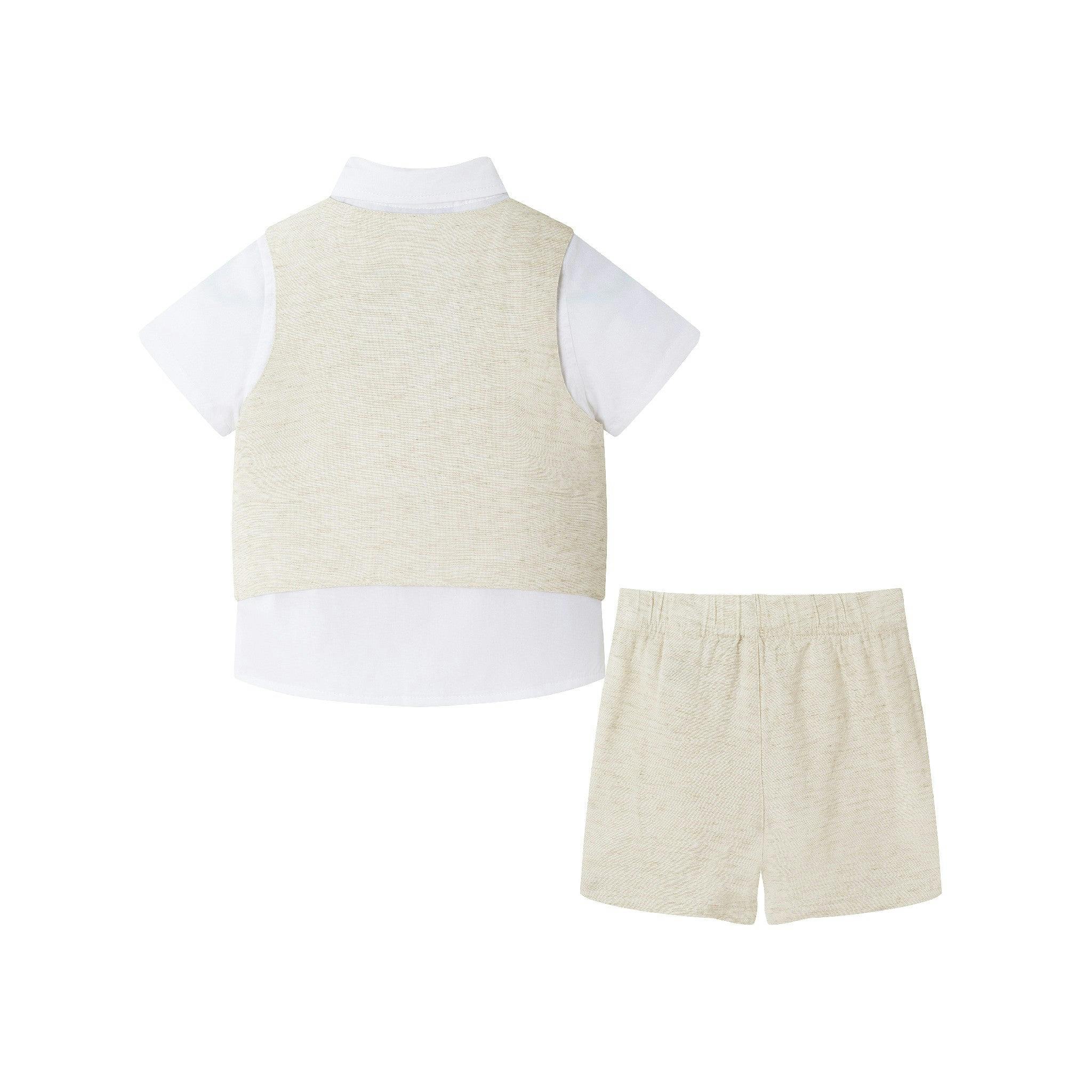 Infant Short Sleeve Buttondown Bowtie Vest Set