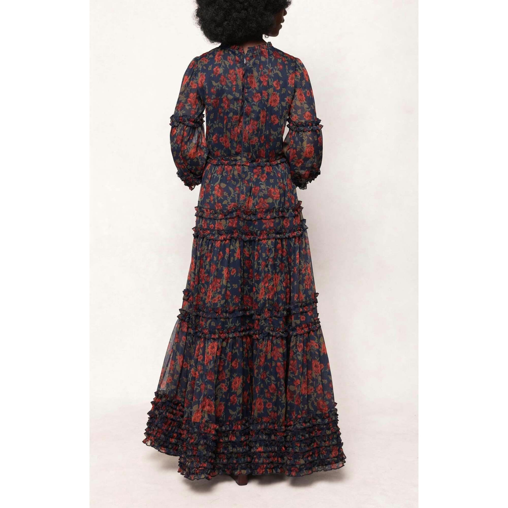 Geneva Dress in Scarlet Bloom