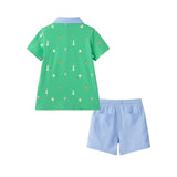 Boys Knit Polo & Short Set | Bunny Toss