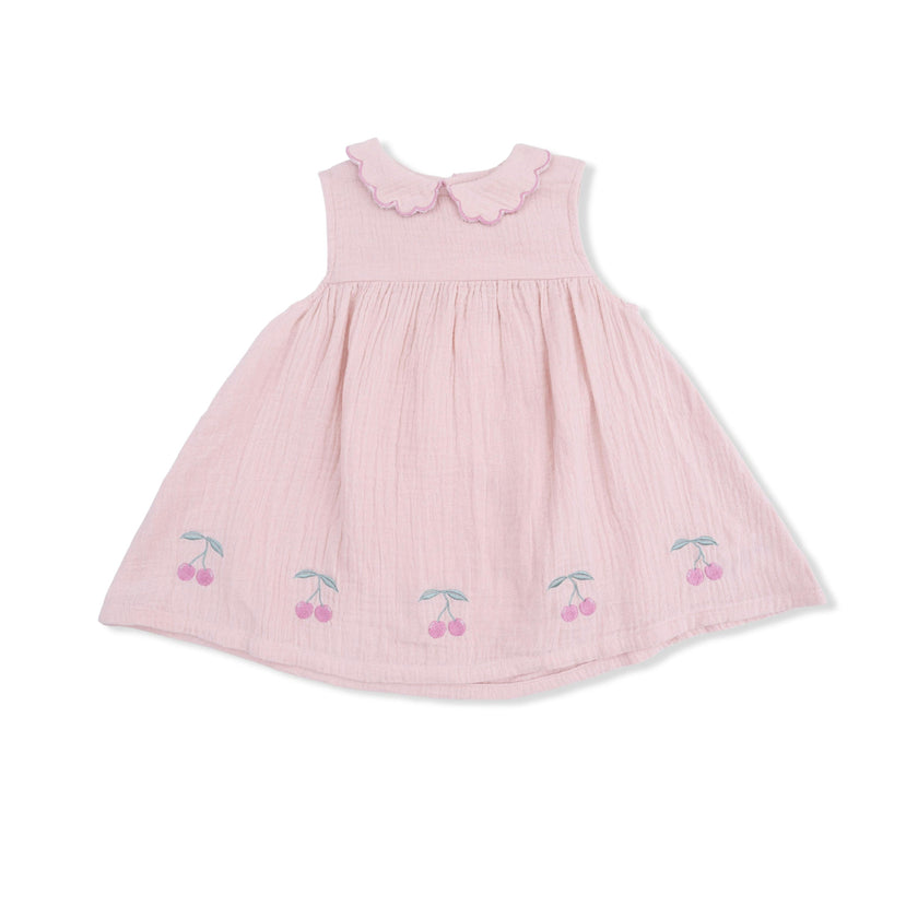 Solid Muslin Lotus - Petal Collar Dress Set