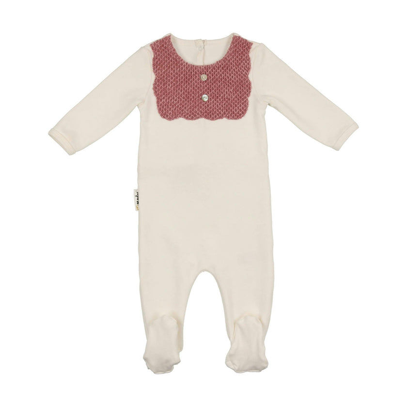 Velour Bib Girls Long Sleeve Footie
