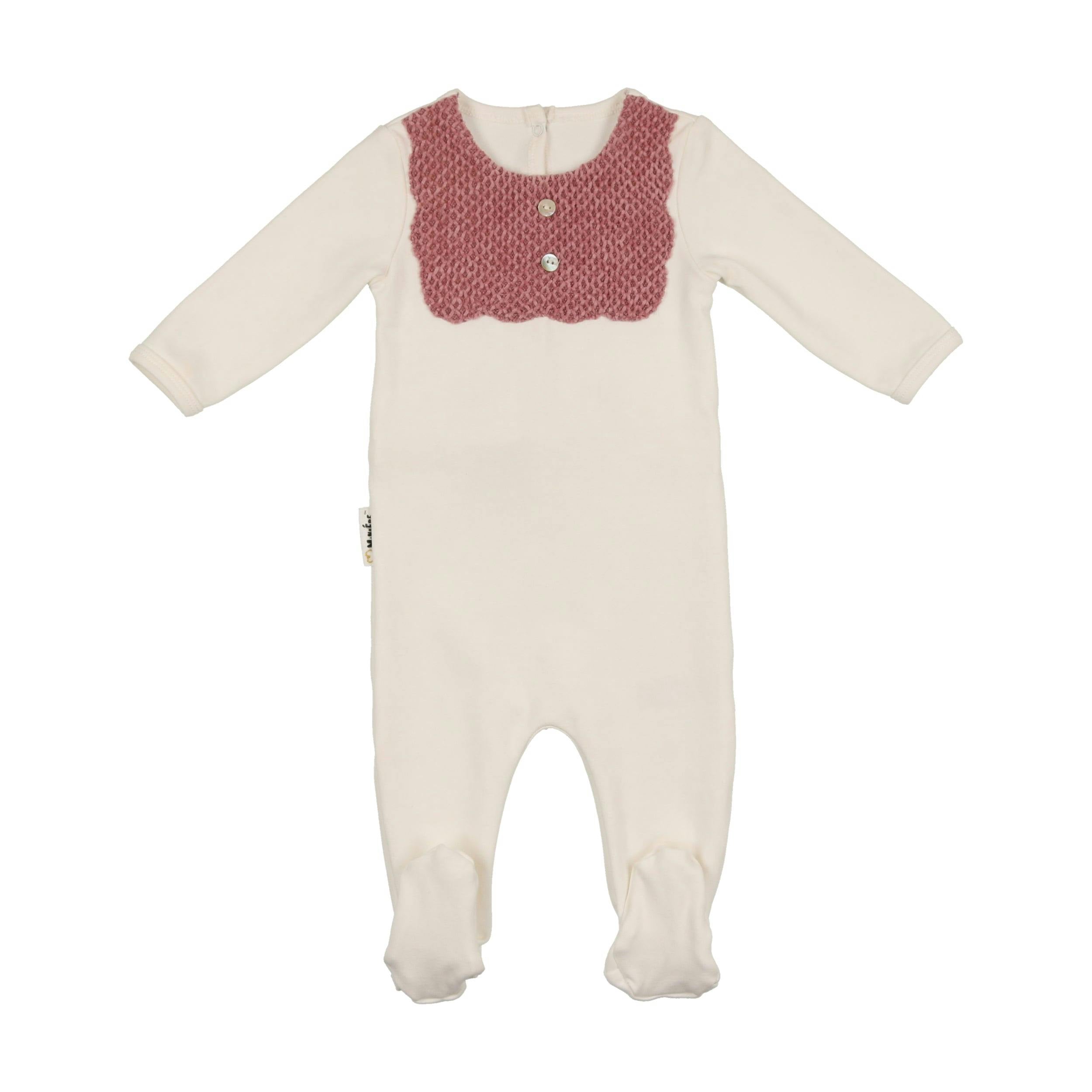 Velour Bib Girls Long Sleeve Footie