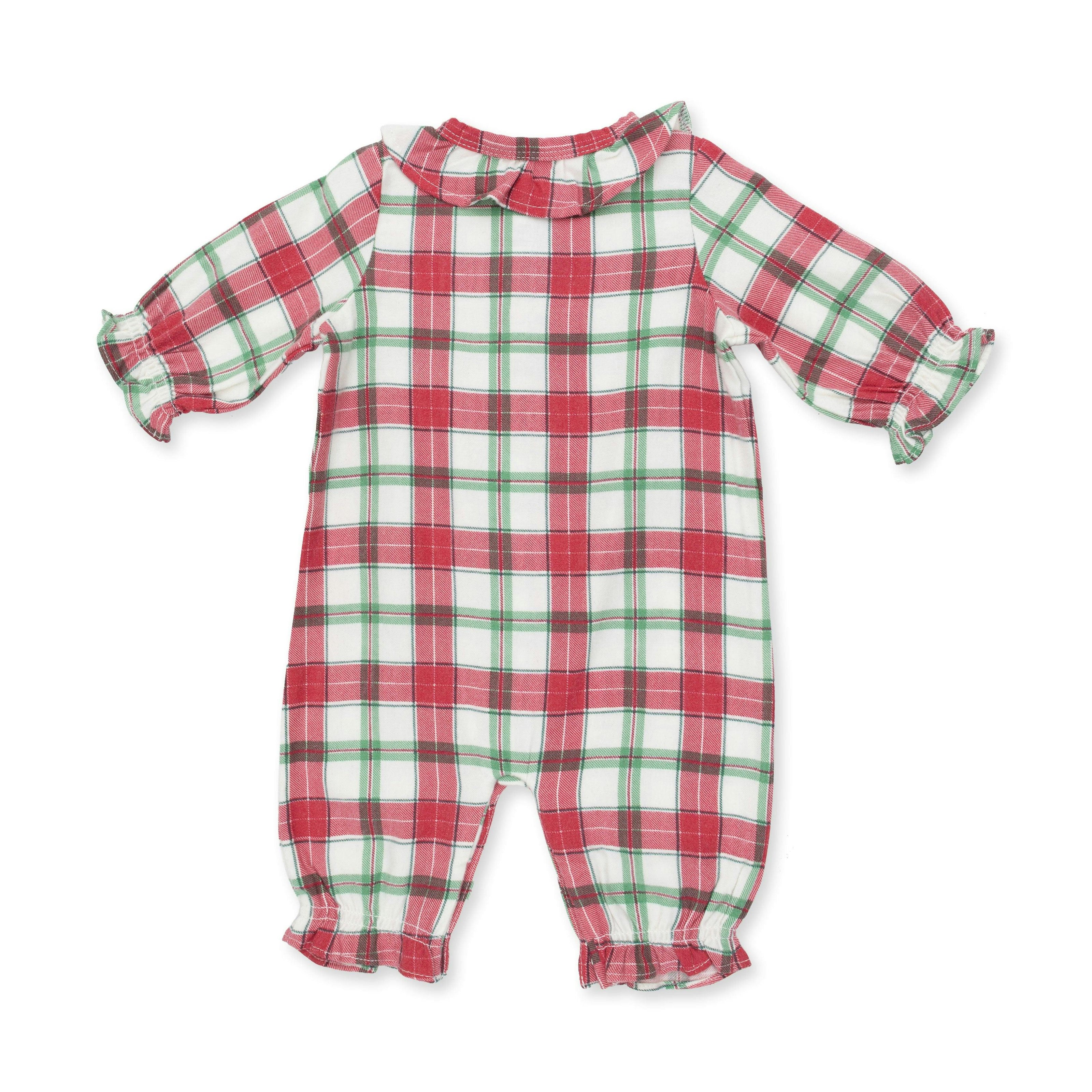 Holiday Plaid - Long Sleeve Ruffle Collar Romper