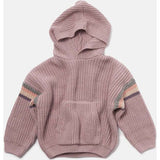 Chunky Ribbed Knit Long Sleeve Front Pocket Boxy Fit Hooded Sweater