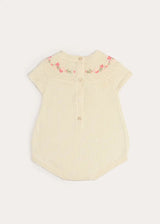 Wildflower Embroidered Knitted Romper in Cream (1-9mths)