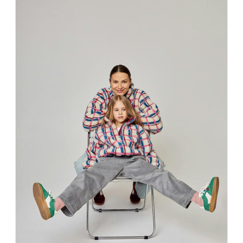 children's merino wool kangaroo jacket - pink & cobalt